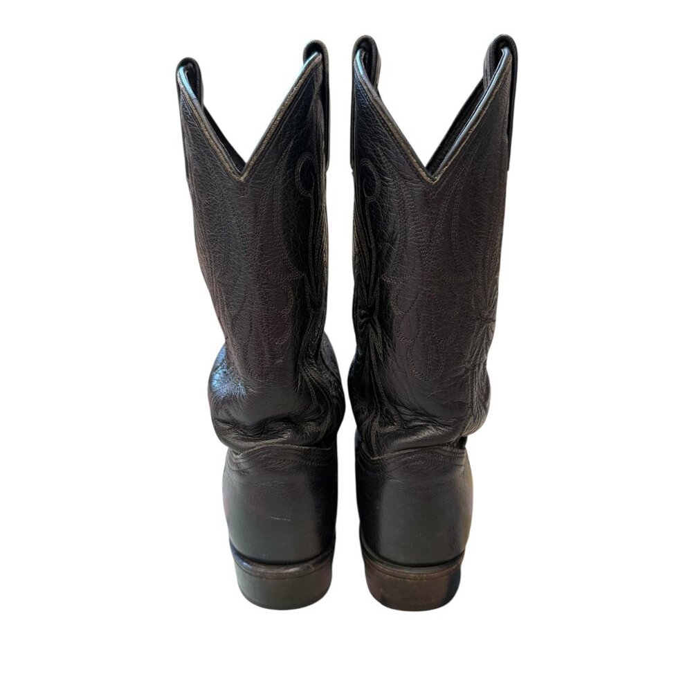 Dan Post Black Leather Western Cowboy Boots Size 6M Made In USA - Picture 5 of 9